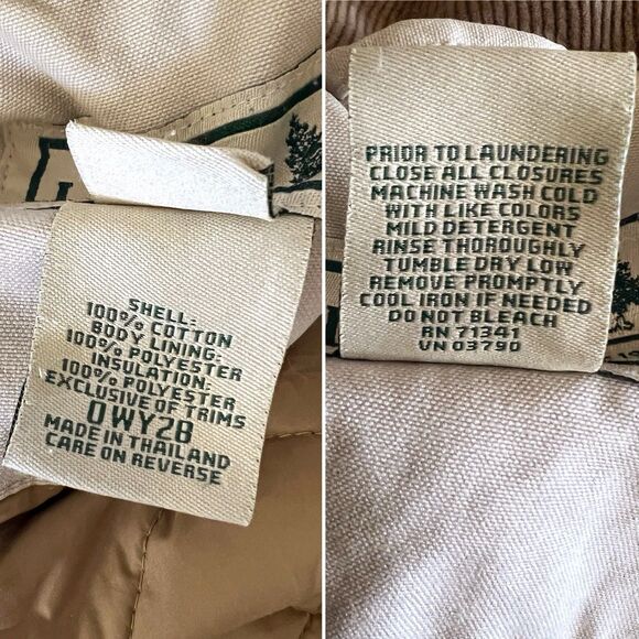 Vintage LL Bean Women’s Barn Coat Jacket Size Medium Tan Quilted Insulated 0WY28 - Picture 6 of 10